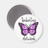 Aimant Joli Papillon pourpre Nom personnalisé (Recto/Verso)