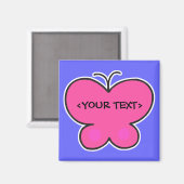 Aimant joli papillon rose, <YOUR TEXT> (Recto/Verso)