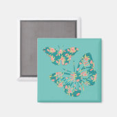 Aimant Joli papillons floraux Turquoises (Recto/Verso)