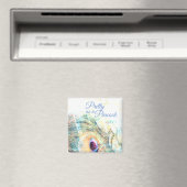 Aimant Joli pastel en plumes blanc paon (In Situ (Lave-vaisselle))