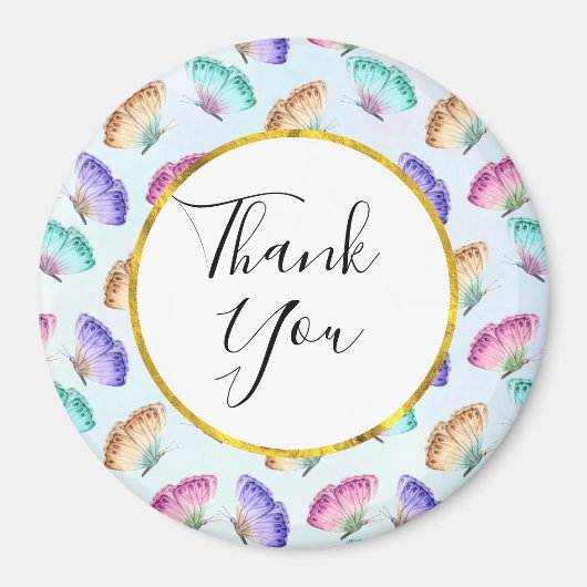 Aimant Joli Pastel Motif d'aquarelle papillon (Devant)