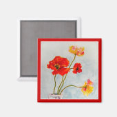 Aimant Joli pavot magnétique carré (Recto/Verso)