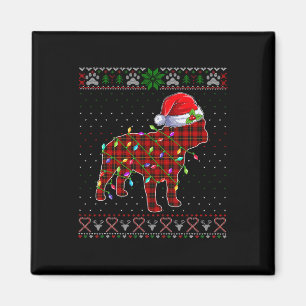 Aimant Joli Père Noël Red Plaid Français Buldog Light Ugl