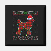 Aimant Joli Père Noël Rouge Plaid Poodé clair Noël moche (Devant)