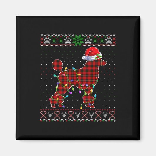 Aimant Joli Père Noël Rouge Plaid Poodé clair Noël moche (Devant)