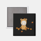 Aimant Joli petit bébé d'automne dans les feuilles (Recto/Verso)