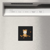 Aimant Joli petit bébé d'automne dans les feuilles (In Situ (Lave-vaisselle))