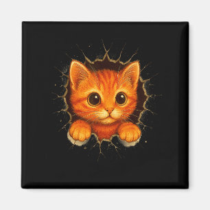 Aimant Joli petit chat orange craque la tasse mur drôle a