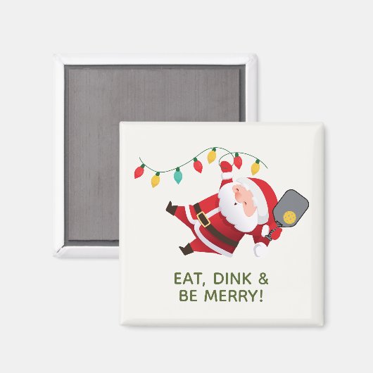 Aimant Joli Pickleball Père Noël Noël blanc (Recto/Verso)