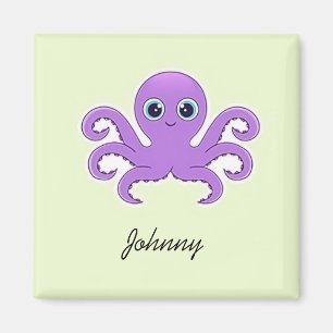 Aimant Joli poulpe violet vert