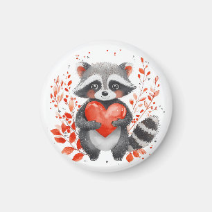 Aimant joli raton laveur avec coeur pour la Saint-Valenti