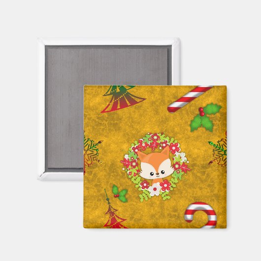 Aimant Joli renard de Noël (Recto/Verso)
