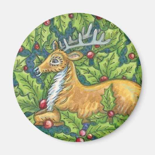 Aimant Joli renne de Noël en forêt avec Holly (Devant)