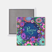 Aimant Joli Renouvellement Floral Blue Inspirational Hear (Recto/Verso)