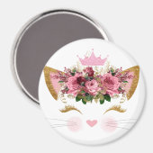 Aimant Joli rose Kitty Floral Couronne rose (Recto/Verso)