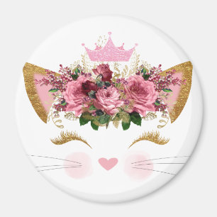 Aimant Joli rose Kitty Floral Couronne rose