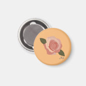Aimant Joli Rose moderne élégant +Initiales Orange (Recto/Verso)