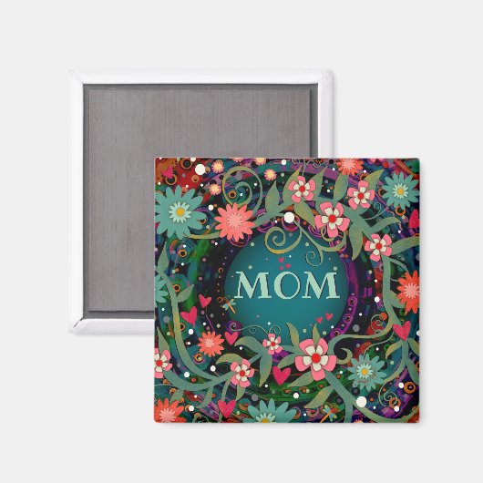 Aimant Joli rose Whimsical Floral Dragonfly Maman (Recto/Verso)