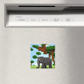 Aimant Joli Safari Elephant Pixel Art (In Situ (Lave-vaisselle))