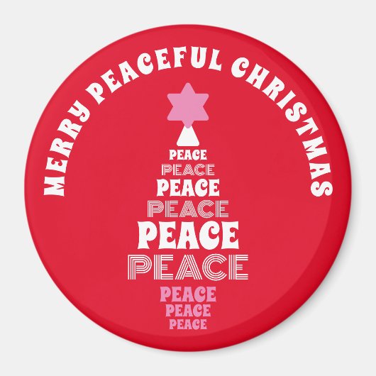 Aimant Joli sapin rose et rouge de Noël (Devant)