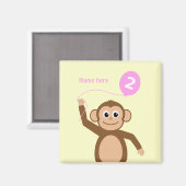 Aimant Joli singe de 2e anniversaire ajouter nom crème ro (Recto/Verso)