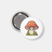 Aimant Joli style kawaii, Cueillette de champignons (Recto/Verso)