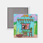 Aimant Joli Taos Aqua Adobe House Chats Whimsical (Recto/Verso)