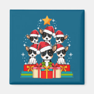 Aimant Joli Terrier Rat Le Chien Sapin de Noël Chapeau de
