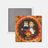 Aimant Joli Thanksgiving Blessé pèlerins Turquie Amusant (Recto/Verso)