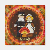 Aimant Joli Thanksgiving Blessé pèlerins Turquie Amusant (Devant)