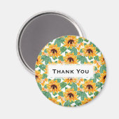 Aimant Joli tournesol Jaune & Vert Merci Motif (Recto/Verso)