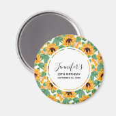 Aimant Joli tournesol Jaune & Vert Motif Anniversaire (Recto/Verso)