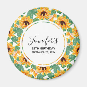 Aimant Joli tournesol Jaune & Vert Motif Anniversaire
