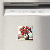 Aimant Joli Vase de Red Poppies ai art (In Situ (Lave-vaisselle))