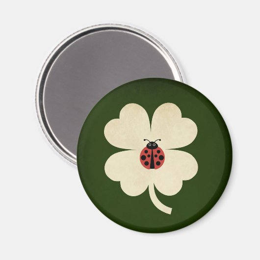 Aimant Joli Vert Lucky Shamrock Ladybug (Recto/Verso)