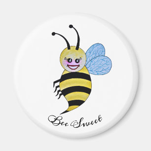Aimant Jolie Abeille Aquarelle Avec Un Bon Sourire