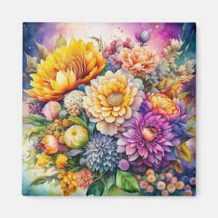 Aimant Jolie aquarelle colorée Ai Fleurs d'Art