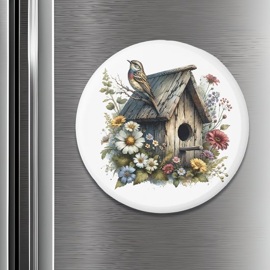 Aimant Jolie aquarelle Rustique Birdhouse et Bird