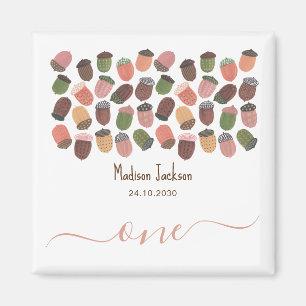 Aimant Jolie Automne Rose Acorns fille première fête d'an