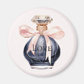 Aimant Jolie bouteille de parfum bleu rose Bow (Devant)