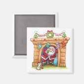 Aimant Jolie Caricature Jolly Santa Claus Descendre Chimn (Recto/Verso)