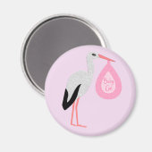 Aimant Jolie chatte rose bébé fille Stork (Recto/Verso)
