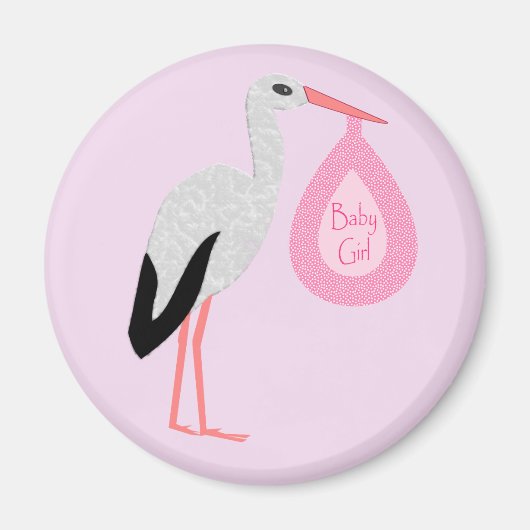 Aimant Jolie chatte rose bébé fille Stork (Devant)