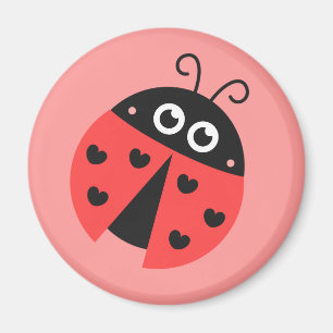 Aimant Jolie coccinelle avec des cœurs comme taches