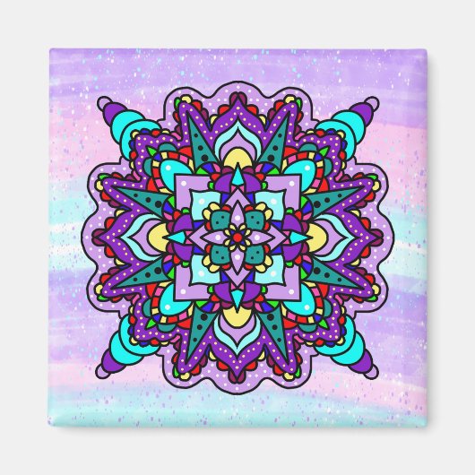 Aimant Jolie couleur violet Mandala Mystique (Devant)