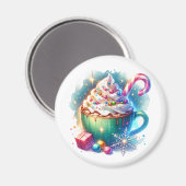 Aimant Jolie Coupe de Noël d'aquarelle de cacao chaud (Recto/Verso)