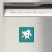 Aimant Jolie dent Dent Cartoon avec brosse à dents (In Situ (Lave-vaisselle))