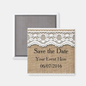 Aimant Jolie dentelle et Burlap Enregistrer l'aimant de d (Recto/Verso)