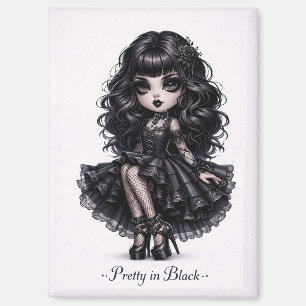 Aimant Jolie en fille gothique noire Magnetique Esthétiqu