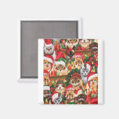 Aimant Jolie famille de chats de Noël, conception d'éblou (Recto/Verso)